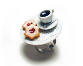 Cherry Cookies & Coffee Miniature Food Ring, Miniature Food Jewelry