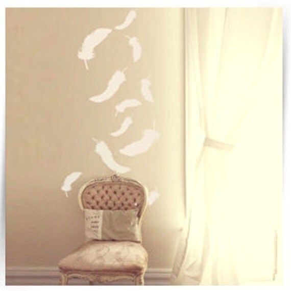 Stencil for wall Feathers Stencils Wall decor by ModernWallClock