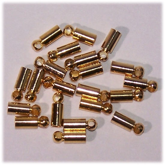 Gold tone plated leather end caps 2mm round by ColorKissedSingles