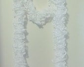 White Knitted Ruffle Scarf