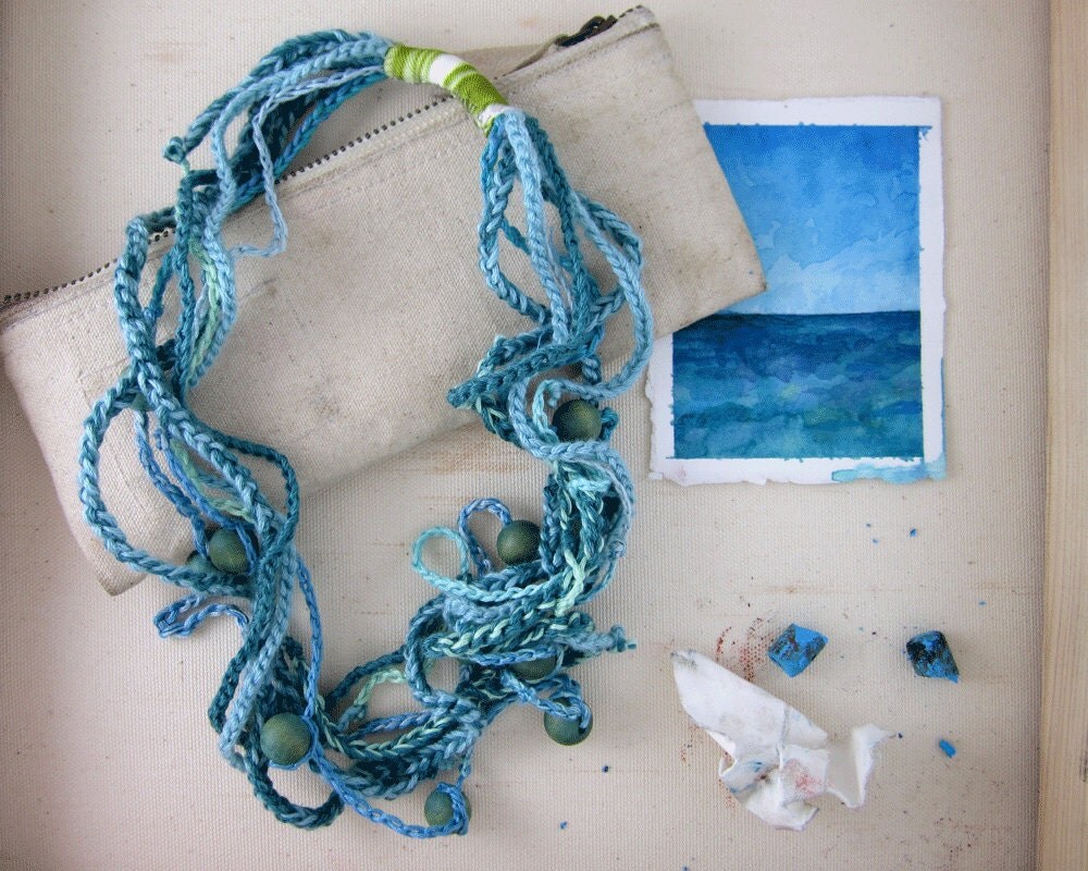 Sea Strand Beaded Blue Necklace - Multistrand - Brilliant Fall Blue Sky Accessory