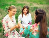 5 Custom bridesmaid robes or bridal party robes in cotton. Bridesmaid gift robes, bridal kimono robes and wedding robe