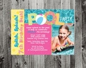 Pool Party  CUSTOM Printable Birthday Party Invitation