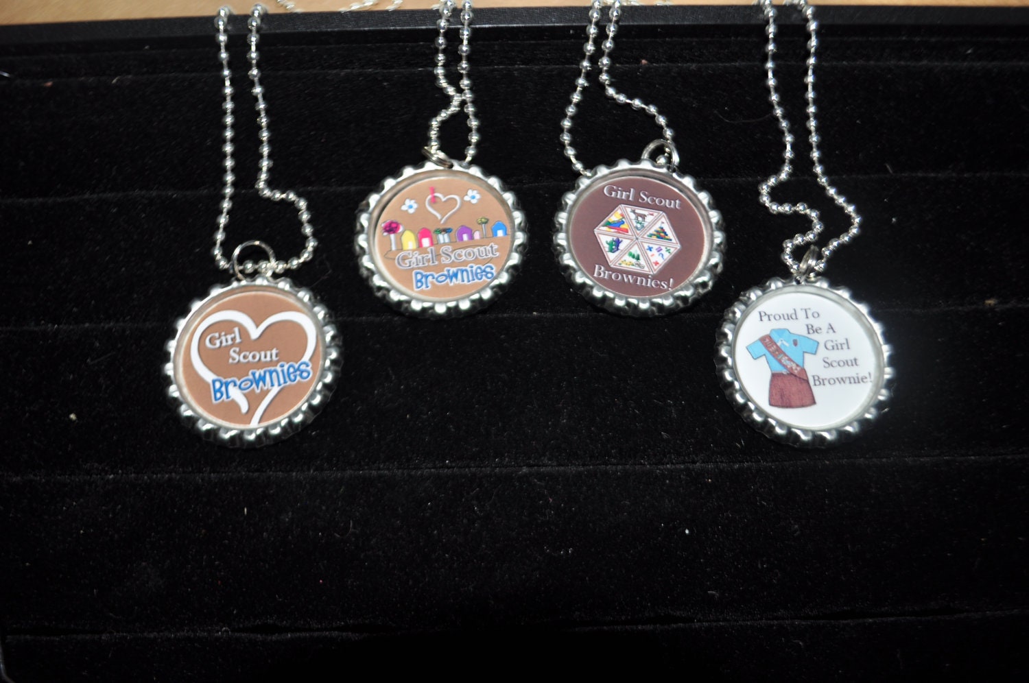 Items similar to 4 Girl Scout Brownie Necklaces, FINISHED or as CRAFT