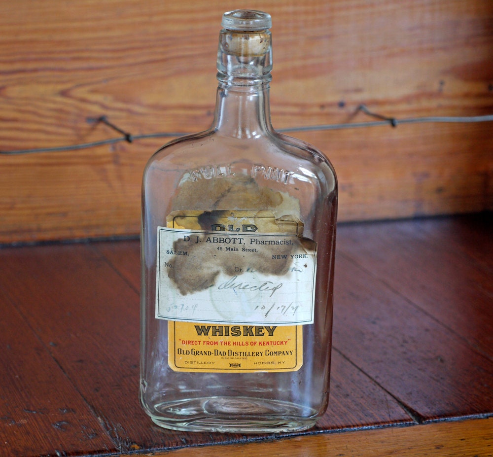 1927 Prohibition Liquor Bottle // ProhibitionEra by BiffAndBettys