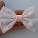 White -n- Pale Pink Lace Hair Bow, Girls Hairbow