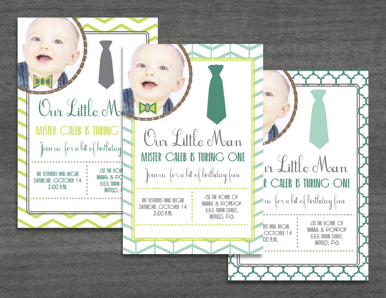 Little Man Photo/Tie Birthday Invitation