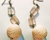Vintage Summer Trendy Nautical Long Dangle Earrings with natural quartz Handmade
