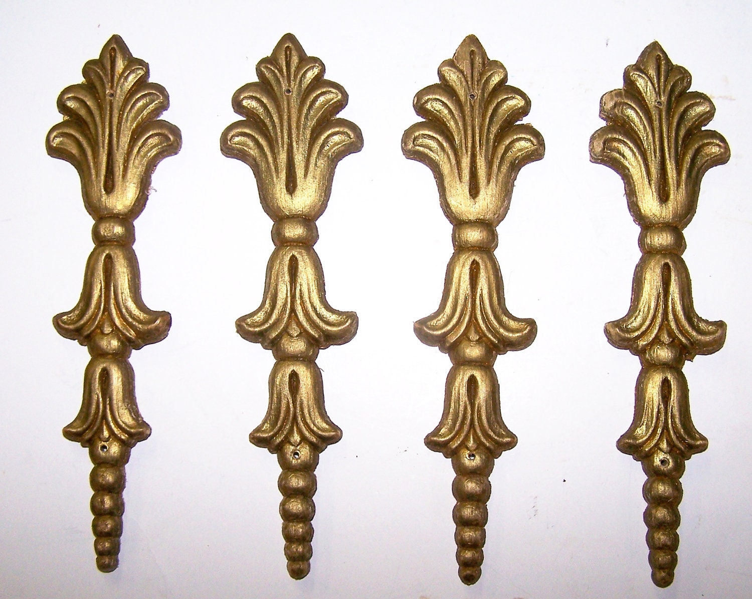 Architectural salvage - set of 4 vintage wood trim pieces - findings