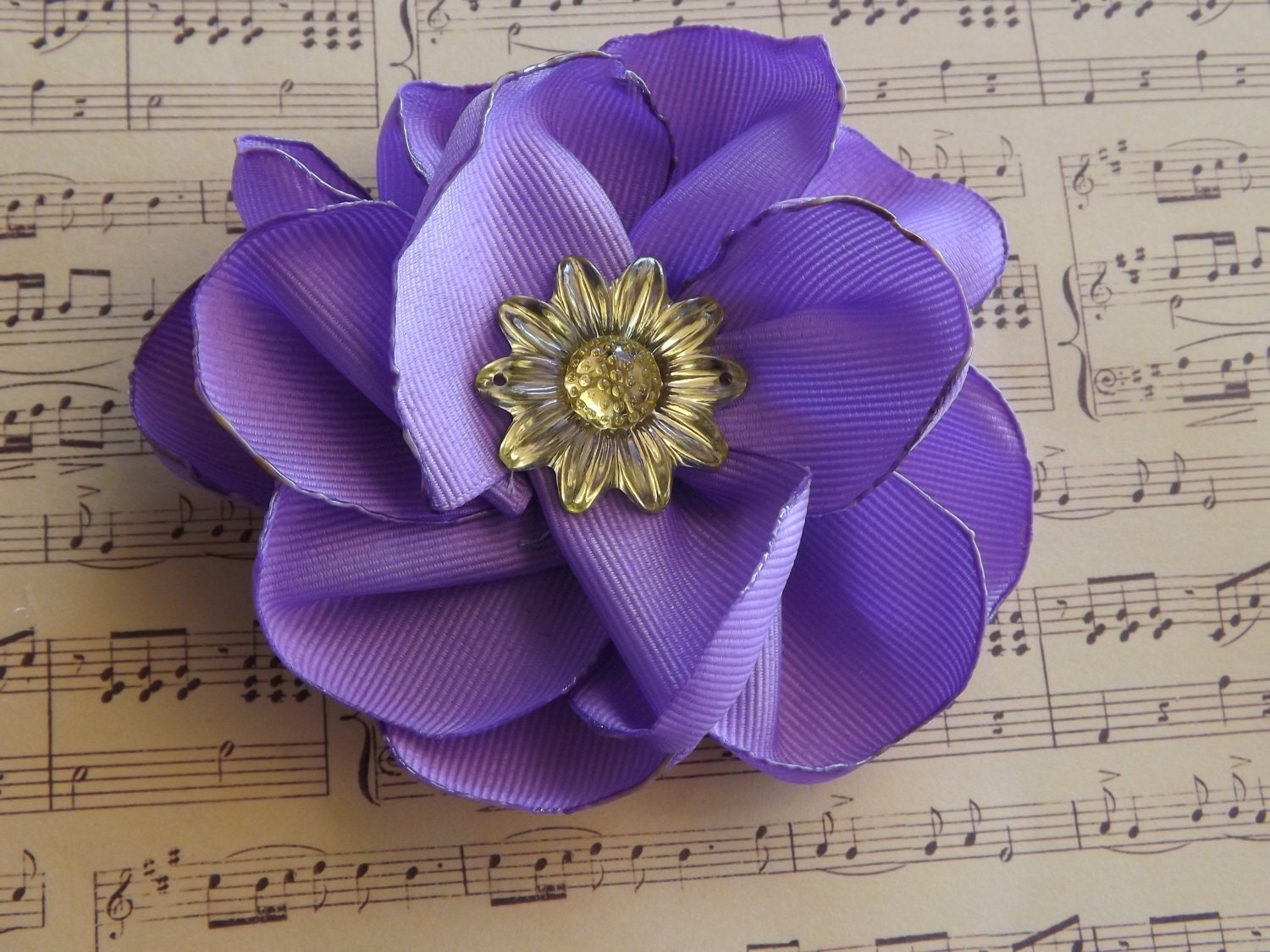 Purple Burnt Petal Blooming Flower Hair Clip