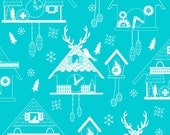 Storybook Lane Fabric - Kelly Lee-Creel - Cuckoo Clocks in Turquoise - Half Yard