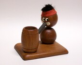 Vintage Teak Pipe Smoking Viking Character Made in Denmark
