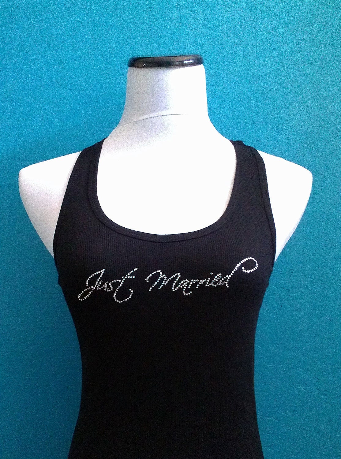 Just Married Shirt. Wedding Lace Back Tank. Rhinestone - Bride. Bridesmaid. Maid of Honor. Matron. I Do. Wifey. Brides Entourage