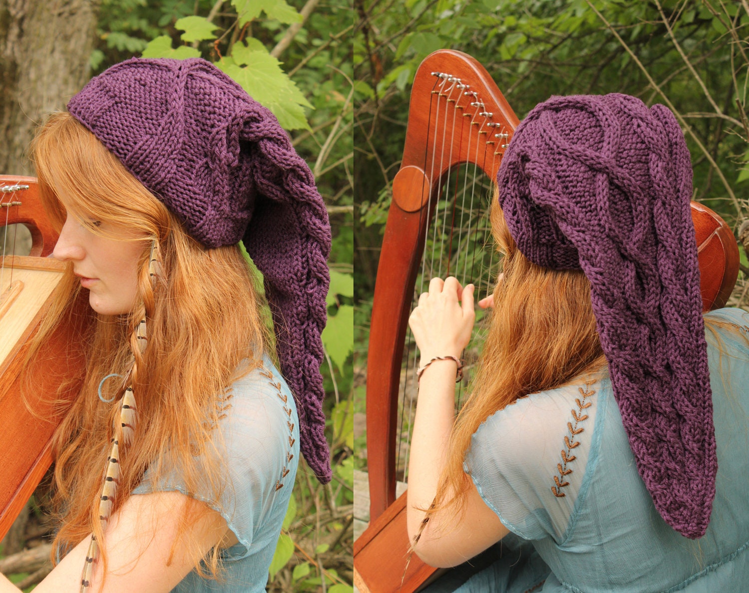 Purple Cable-Knit Legend of Zelda Link Inspired Hat