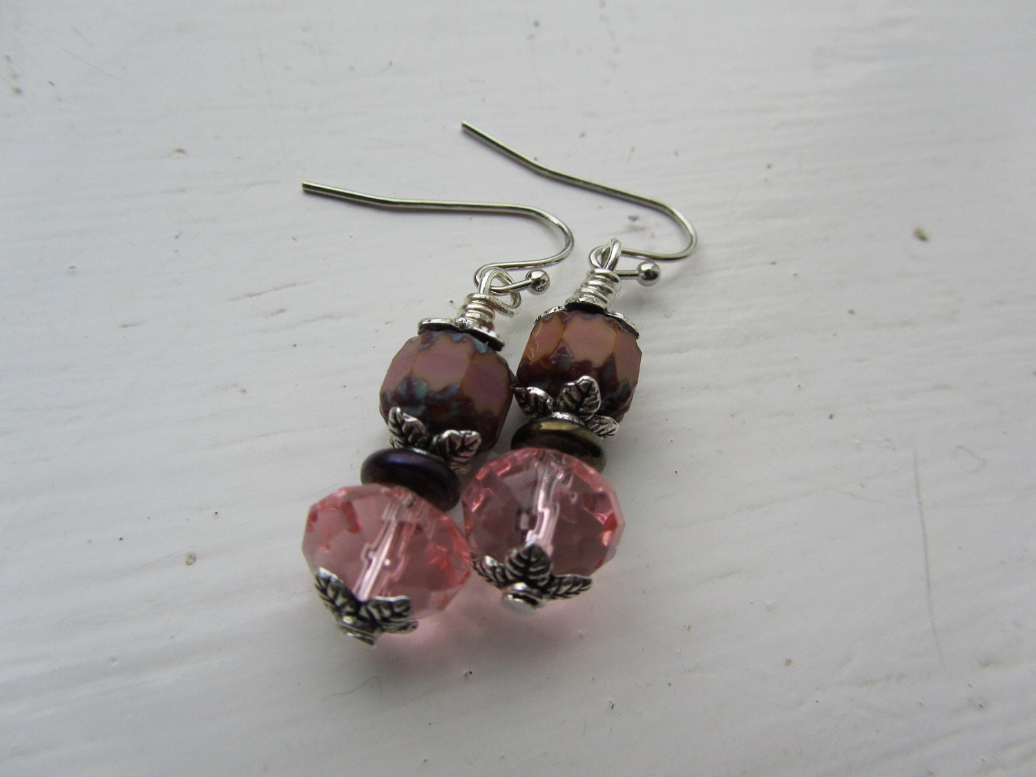 Glass earth tone beaded flower dangle earrings perfect for christmas parties bridal wear etc