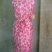 1960s Silk Chemise Shift Wiggle Dress Dress With Red and Pink Rose Design Size 8/Medium