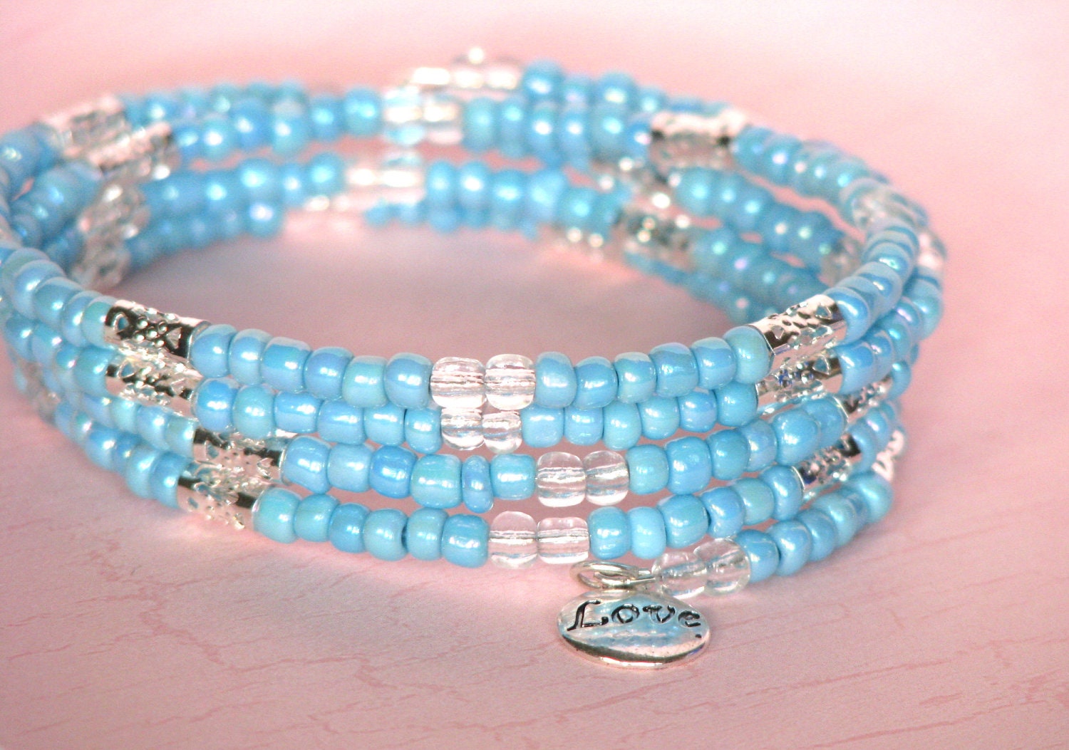 Memory Wire Bracelet - Blues and Silver