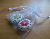 2 Naturel,Crochet Covered Beach lace Stones ,..home decor ,wedding gift,decor,Handmade by Arzu