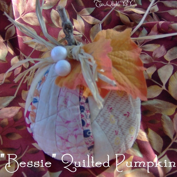 Small Vintage QUILT PUMPKIN Named Sweet Little Bessie Home Cabin Cottage RV Dorm Holiday Decor Gift