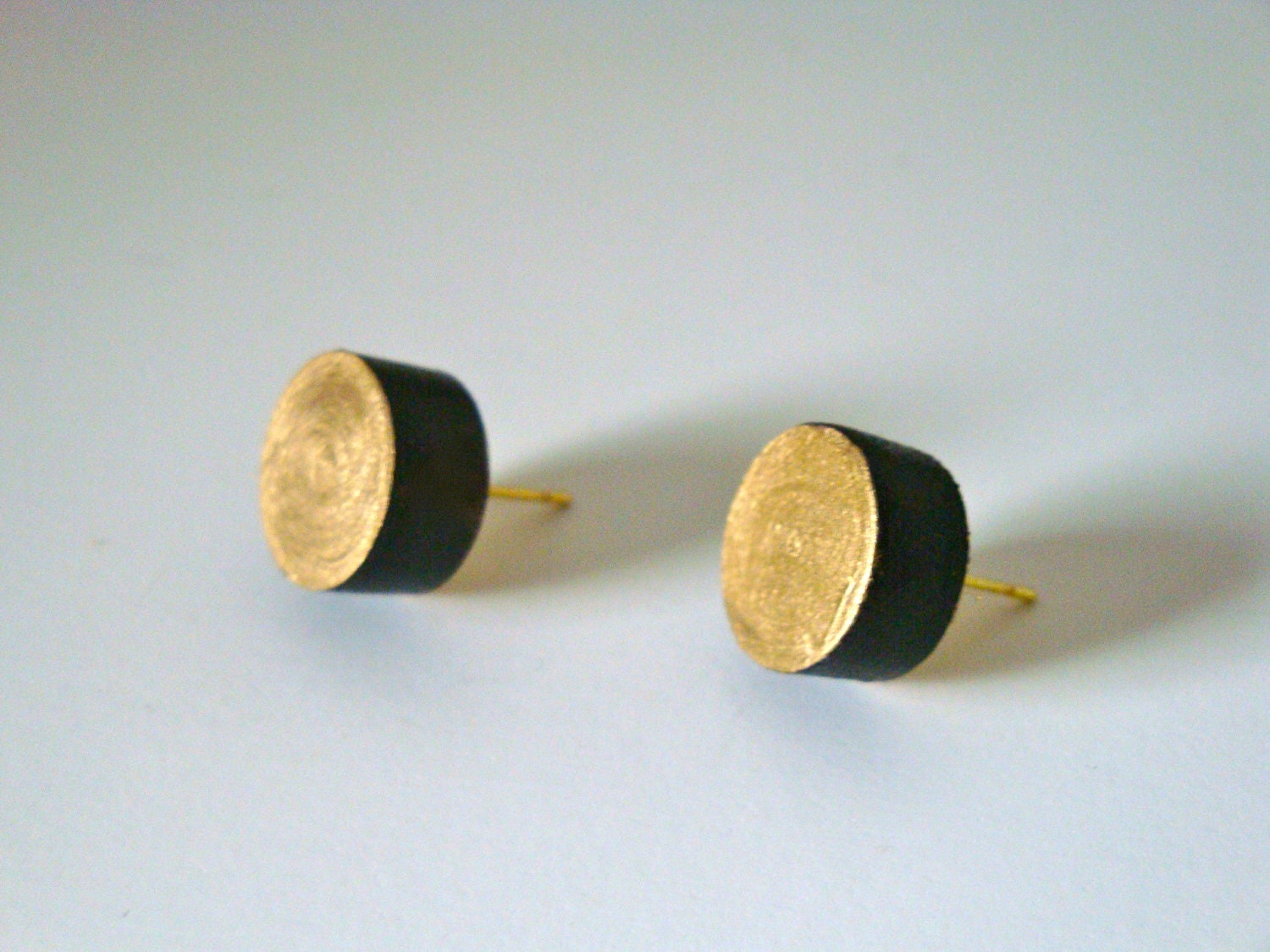 Black and Gold Stud Earrings - littlehawthorne