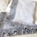 Russian Blue - warm baby blanket in soft grey with deep grey lace trim