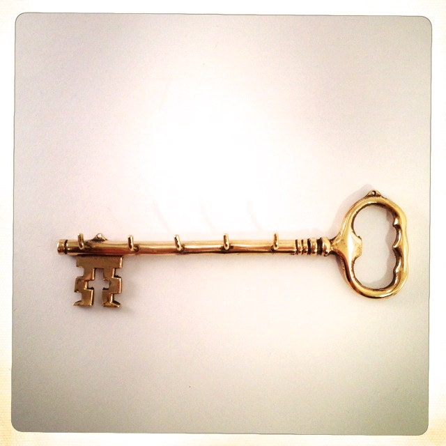 hooks skeleton key cup holder brass vintage vintage by  brass key amysvintagedecorium hooks