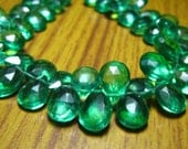 Emerald Mystic Natural Quartz Faceted Pear Briolettes- 8" Strand -Stones measure-8x10-8x11mm