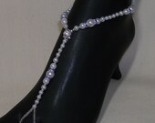 Beach wedding Barefoot Sandals foot jewelry Something Blue white pearl and rhinestones