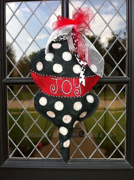 Items similar to Christmas ornament burlap door hanger on Etsy