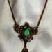 Art Deco Necklace Gold on Copper with Green Jasper Stone and Immitation Amethyst from 1940s