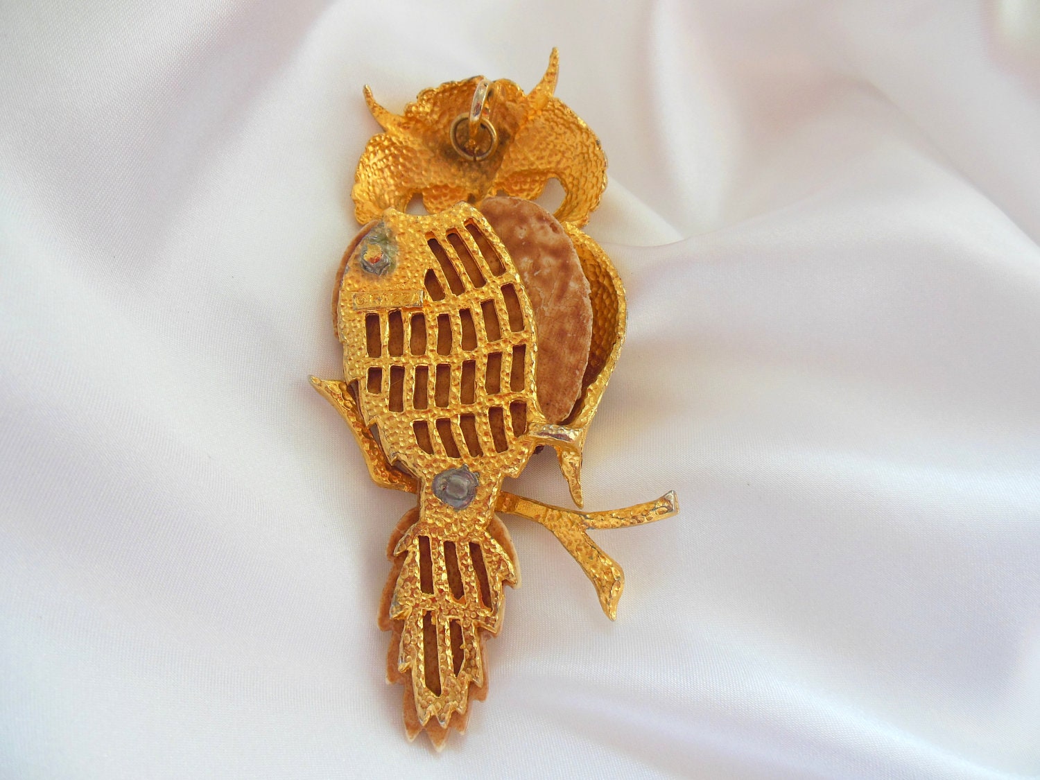 Razza Owl Pendant in Goldtone and Ivory