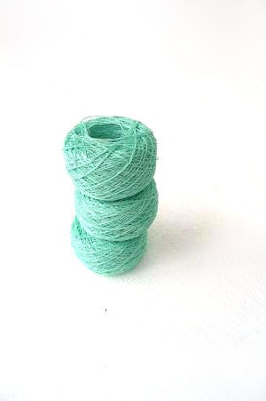 3 balls of Linen Yarn, linen thread, Mint linen, mint thread, mint - SuppliesForHandmade