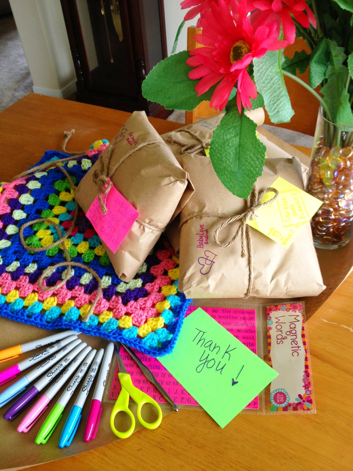 BabyLove Brand Framed Garden Blanket 48x48, great color for toddler/baby shower lapghan - gift in photo is ready to ship