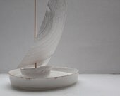 Stoneware fine bone china walnut shell boat in resin and real gold