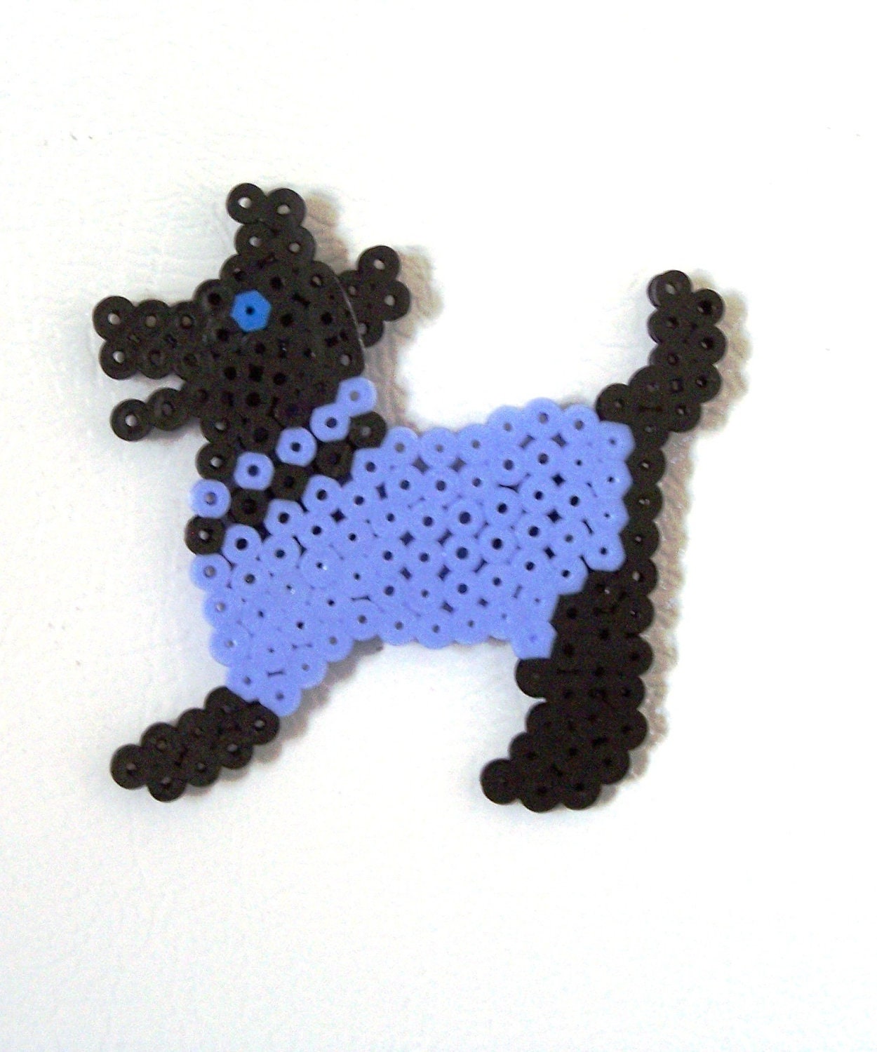 BEAD MAGNET - Black Dog With Blue Sweater - Handmade