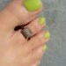 Toe Ring - Copper Leaf Pattern - Rustic Metal - Topaz Stretch Bead Toe Ring