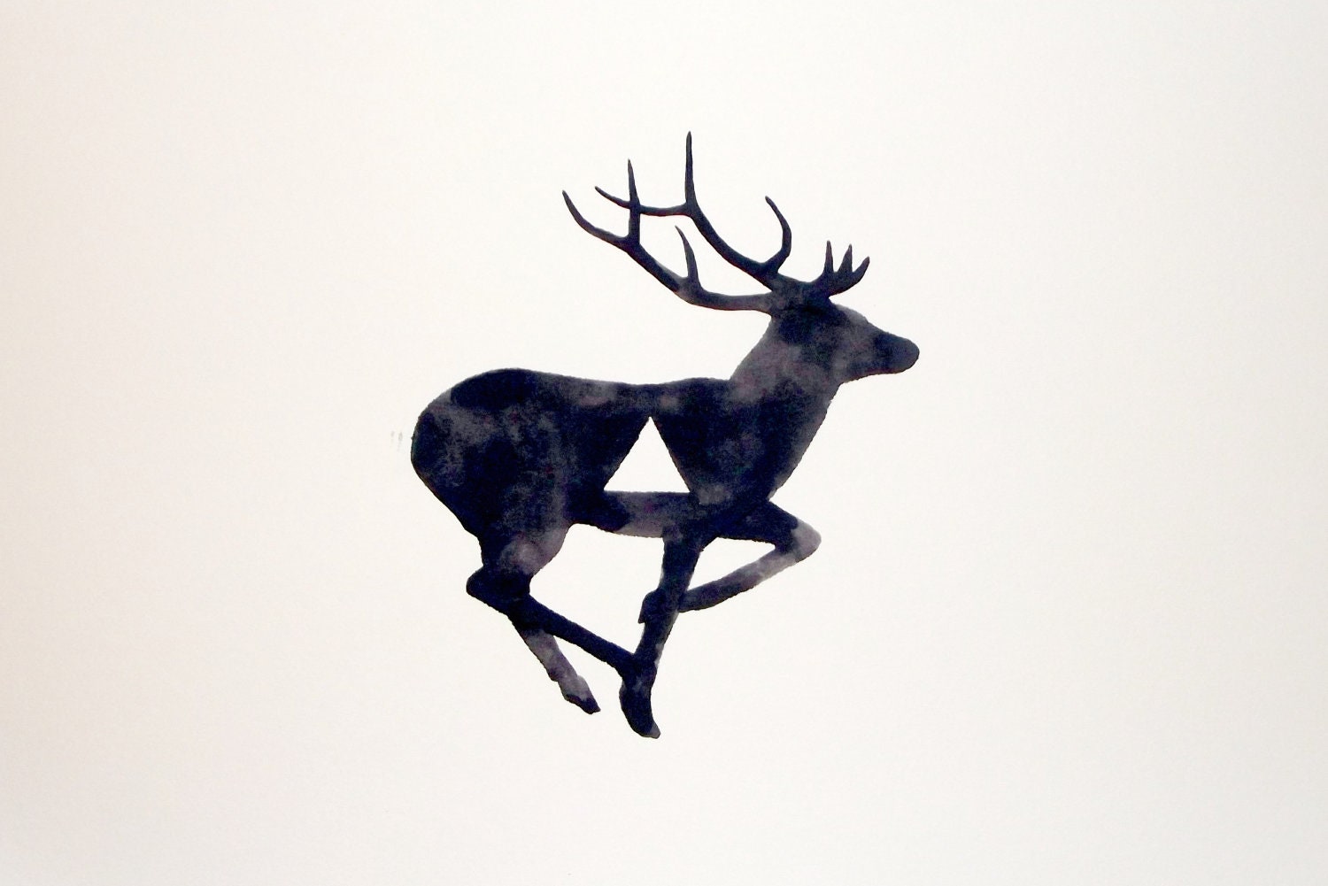 Watercolor - Original - Deer - Antler - Geometric - Black - White - Gray - GeometricInk