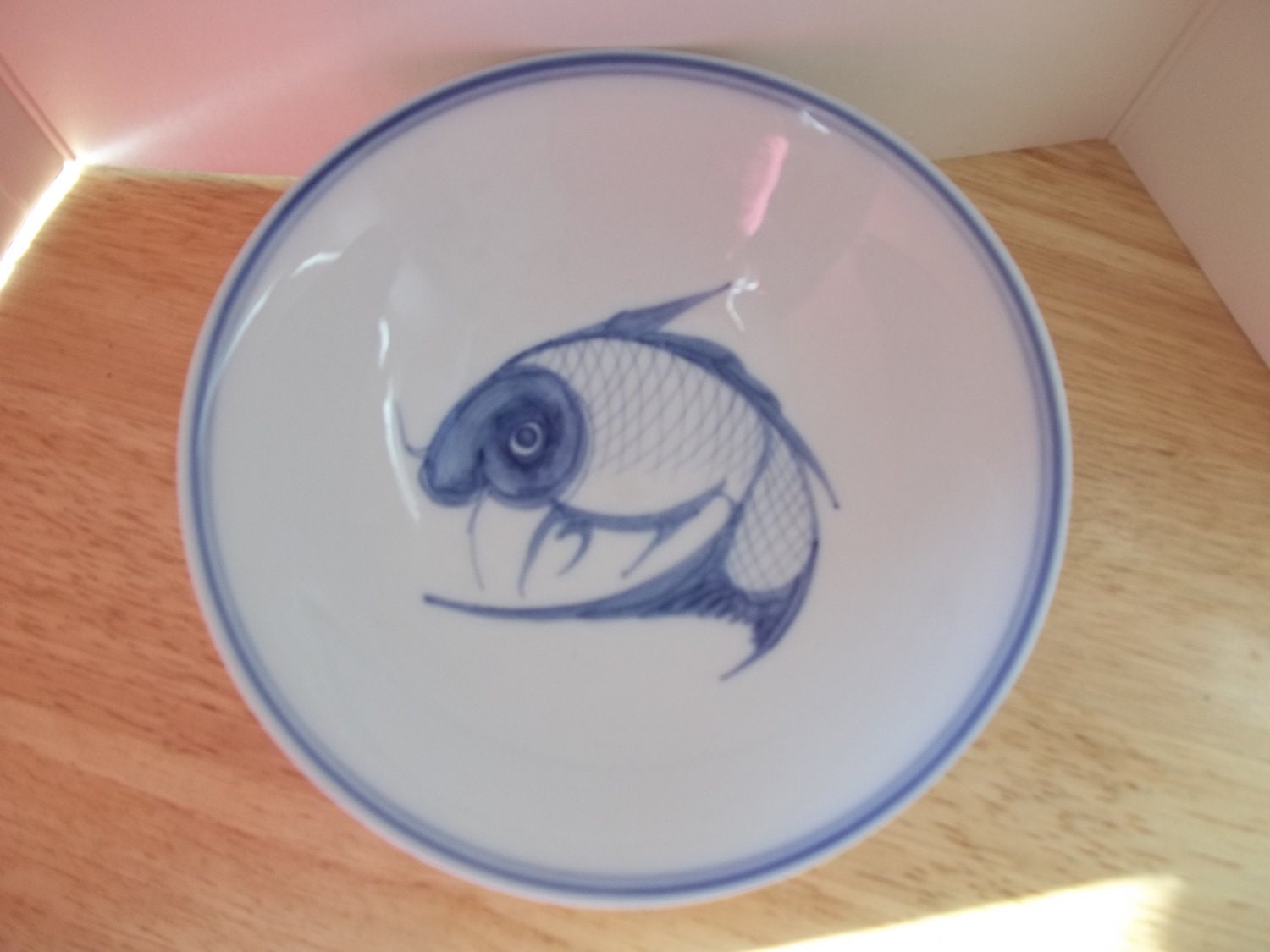 Painted Fish Rice Bowl, Vintage, 1970s from China