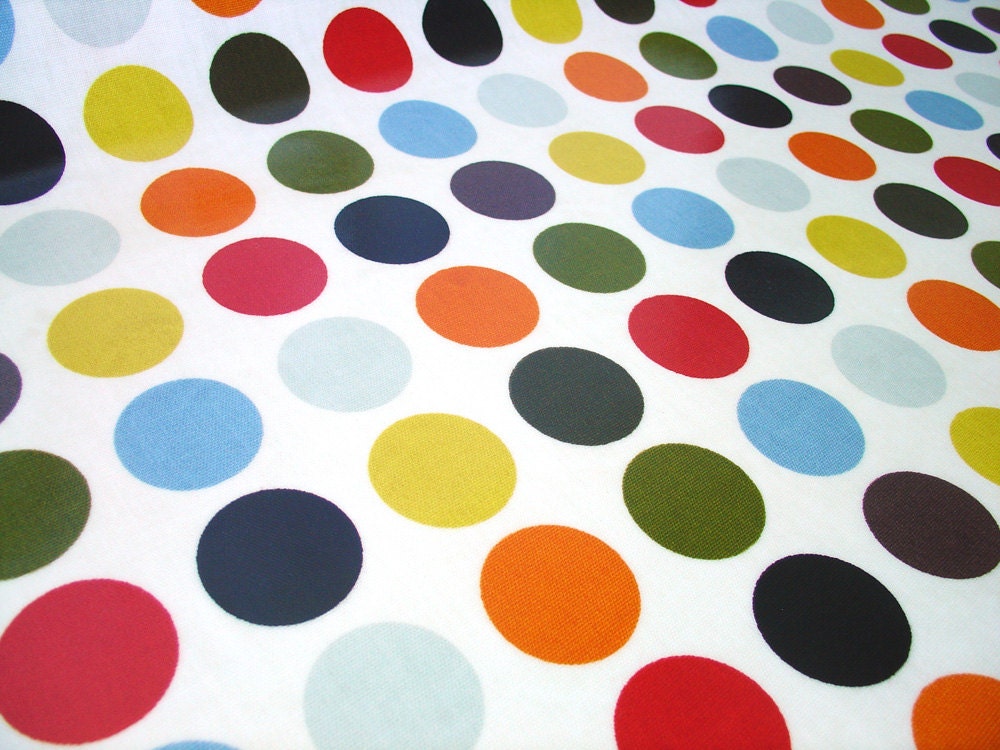 0.5 yard Laminated Cotton dotty tablecloth in olive oil (orange red) dots 54" wide