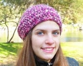 Classic beanie hat - VIOLET FUSION - crochet - womens Winter Autumn accessories - silky wool - imported from Argentina