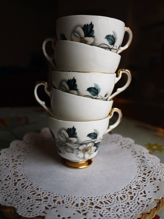 Items similar to Vintage Lubern Bone China 22KT Gold Tea Cups Made in