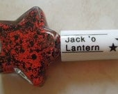 Custom Blended Nail Polish - "Jack 'o Lantern" - Matte Neon Orange Black Hexagon Bar Glitter Halloween - Lacquer