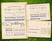 Wedding Invitation and RSVP Card Suite - Classic Purple Formal Old Fashioned Customizable Elegant Double Sided DIY Printable