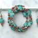 Turquoise, howlite turtles and red striped agate bracelet and earrings set