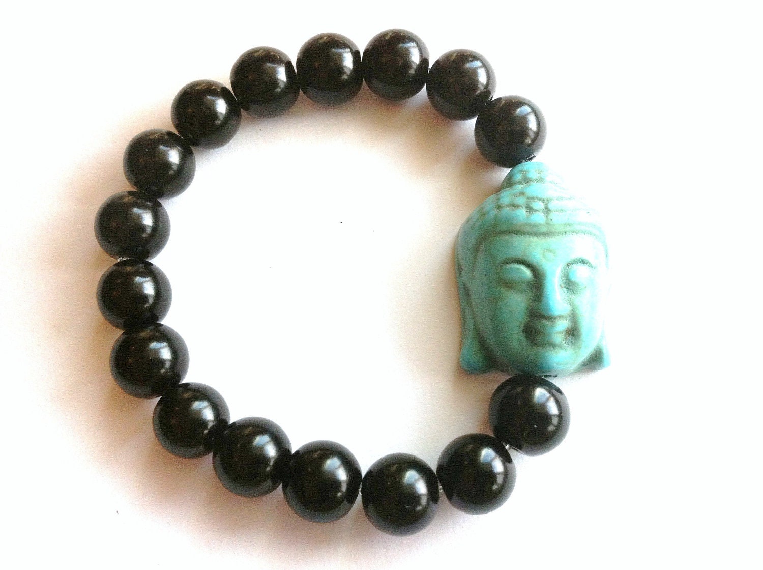 Turquoise Buddha Black Beaded Bracelet
