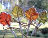 12 FALL LEAVES Hard Candy Barley Sugar Lollipops Suckers Party Favors Gift Maple Leaves Wedding Favors - APocketFullofSweets