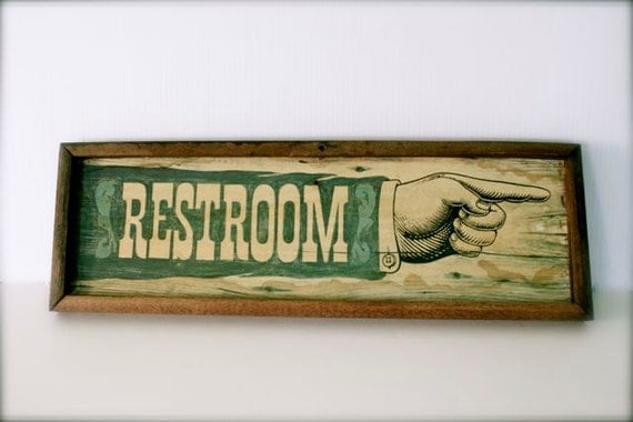 Vintage Rustic Wooden Restroom Sign-Wall by VintageLoveJunk
