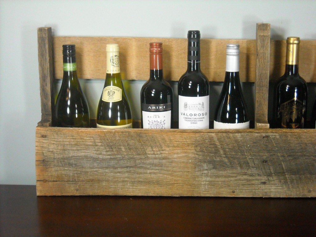 Pallet Wine Rack / Rustic Wine Shelf / Book Shelf / Reclaimed Wood / Wine Bottles