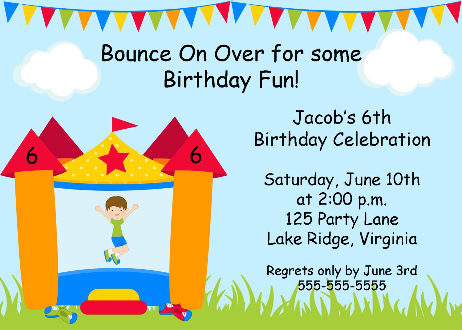Printable Boy Bounce House Invitation Il_570xn