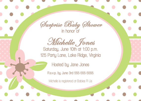 Printable Pink and Green Baby Shower Invitation Il_570xn